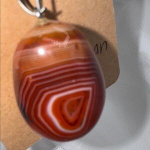 carnelian necklace, natural stone orange, burnt orange with white &  yellow back